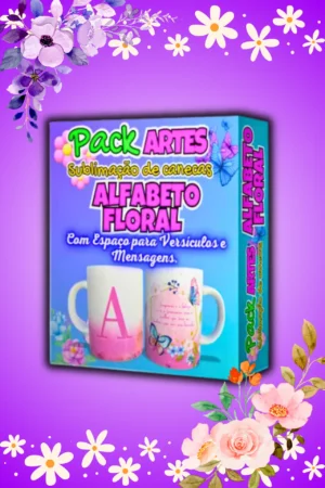 alfabeto floral - pack com mais de 10 alfabetos diferente para sublimação de canecas